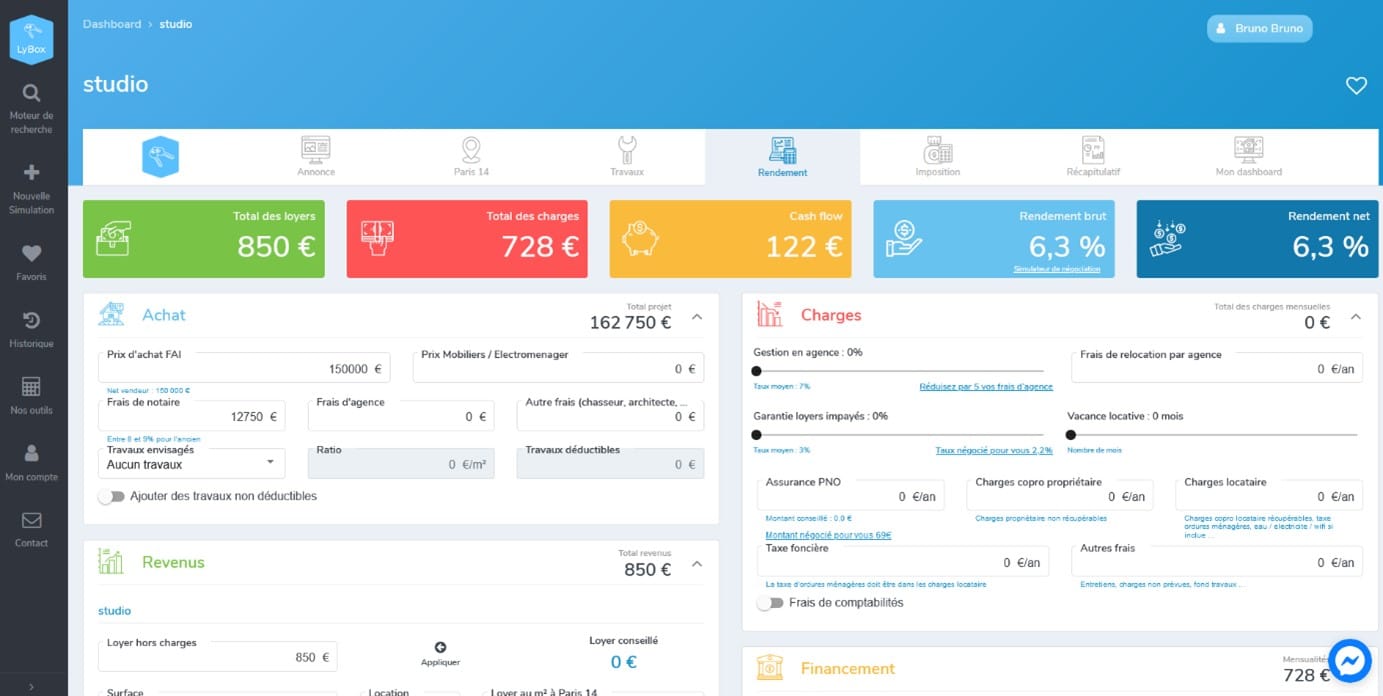 tableau de bord lybox